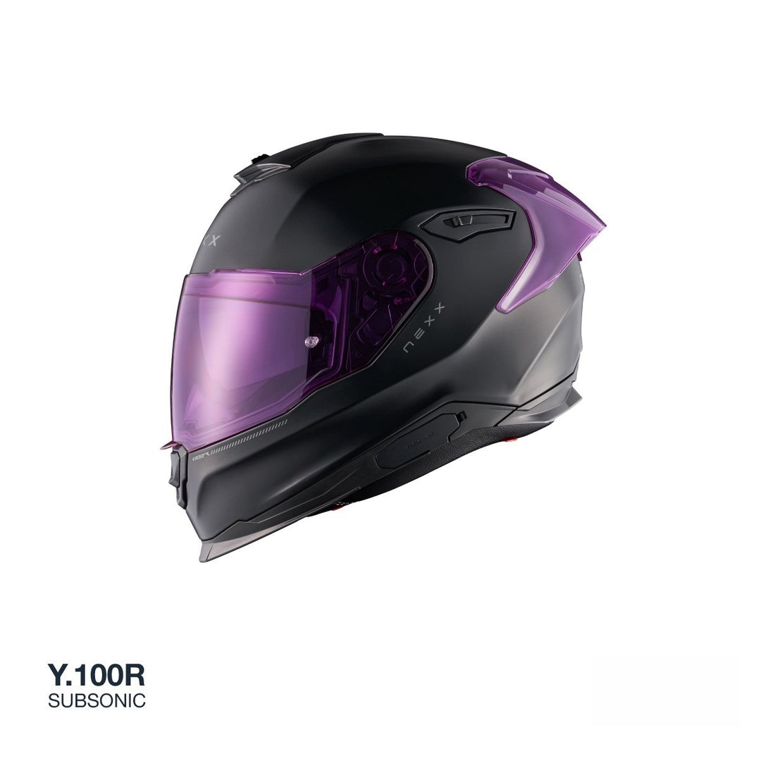 NEXX Y.100R HELMET - SUBSONIC - MT BLACK / PURPLE – Strath Moto