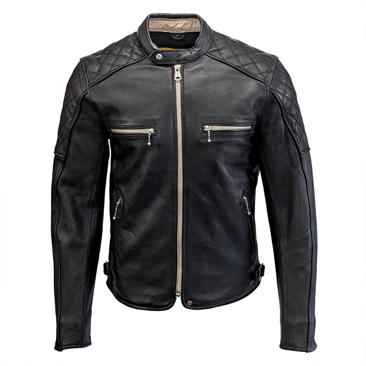 GOLDTOP FLAT TRACKER JACKET SUMMER VERSION W/ SEAMLESS FRONT (CE ARMOURED) - BLACK