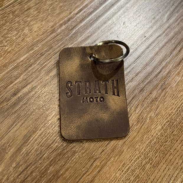 STRATH MOTO CLASSIC LOGO LEATHER KEY FOB / KEY CHAIN