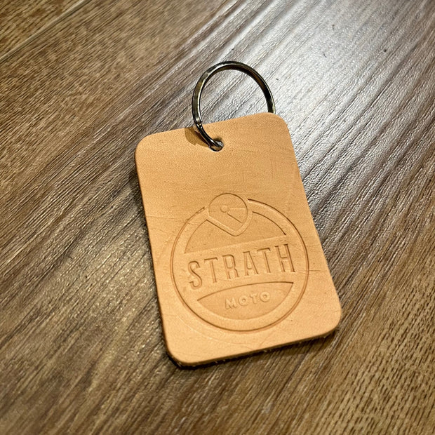 STRATH MOTO CREST LOGO LEATHER KEY FOB / KEY CHAIN