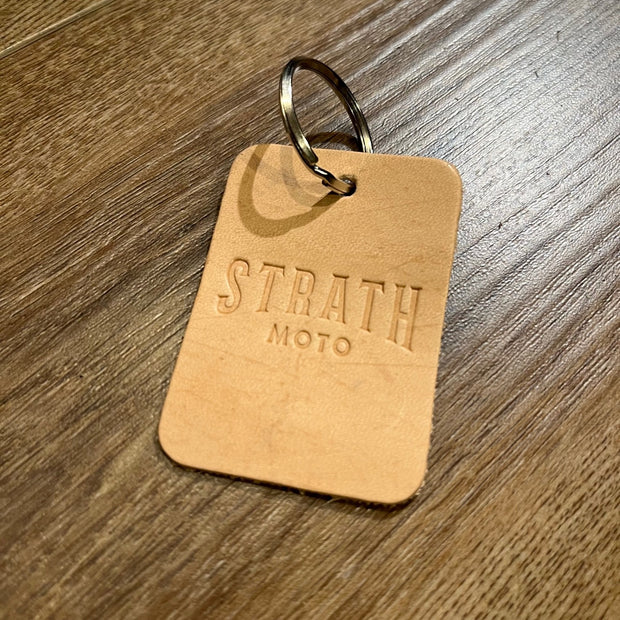 STRATH MOTO CLASSIC LOGO LEATHER KEY FOB / KEY CHAIN