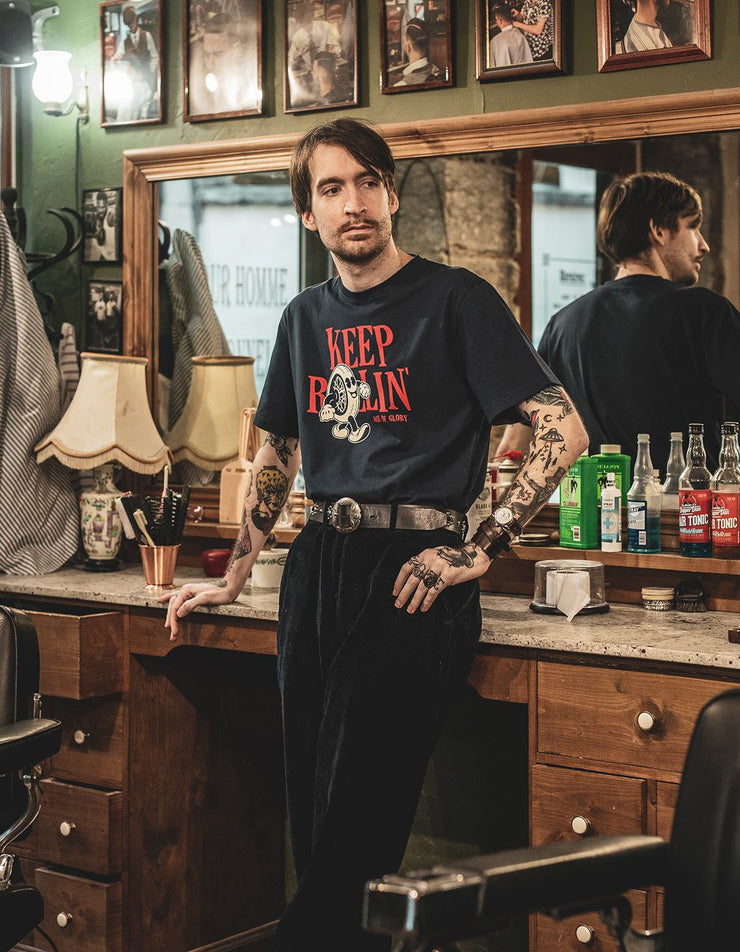 AGE OF GLORY KEEP ROLLIN' T-SHIRT - NAVY