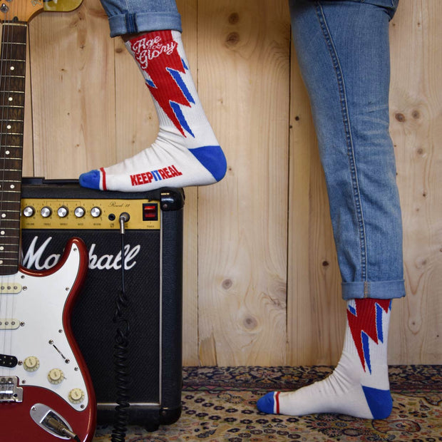 AGE OF GLORY BOLT SOCKS - OFF-WHITE RED BLUE