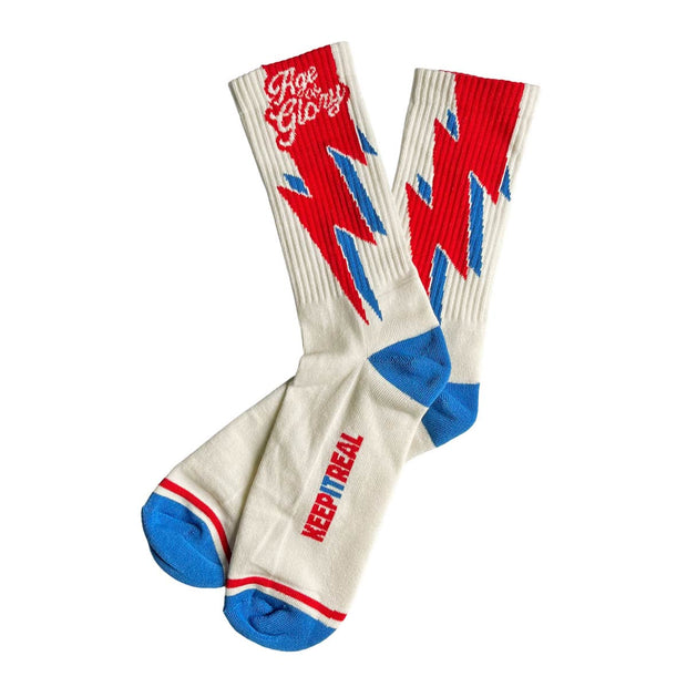 AGE OF GLORY BOLT SOCKS - OFF-WHITE RED BLUE