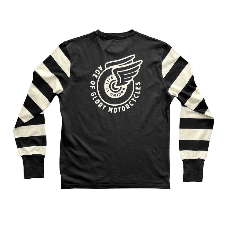 AGE OF GLORY CHAMP LONG SLEEVE TEE - BLACK / ECRU