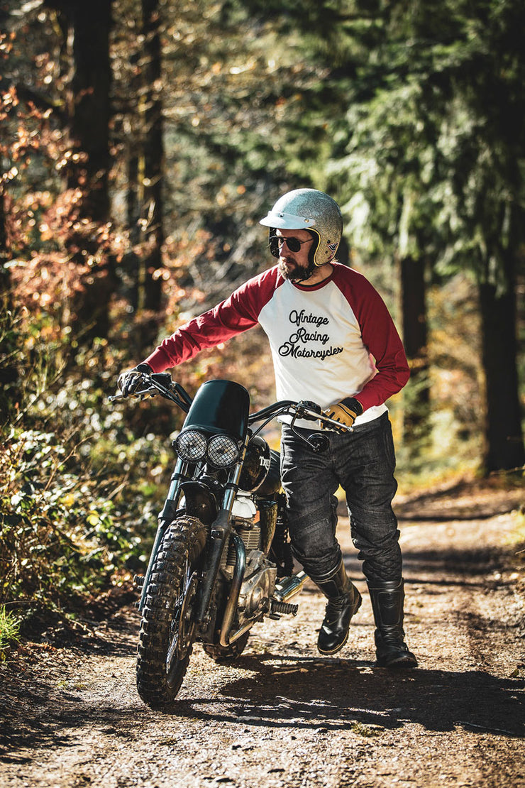 AGE OF GLORY HERITAGE RAGLAN LONG SLEEVE TEE - ECRU / BURGUNDY