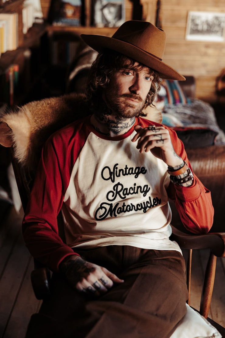 AGE OF GLORY HERITAGE RAGLAN LONG SLEEVE TEE - ECRU / BURGUNDY