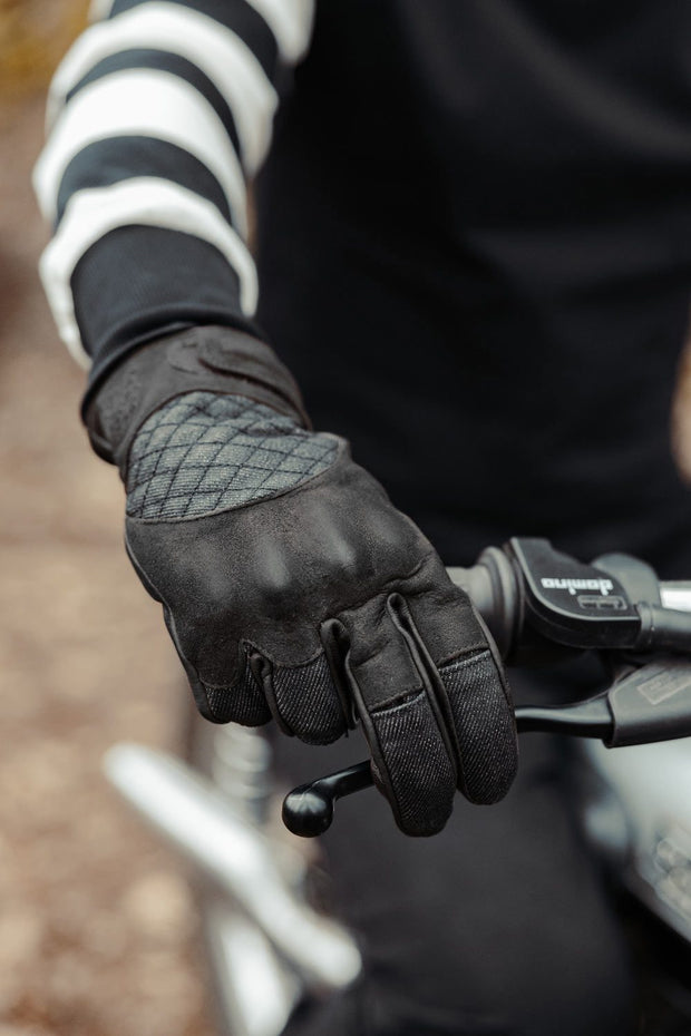 AGE OF GLORY SHIFTER GLOVES - BLACK LEATHER & DENIM