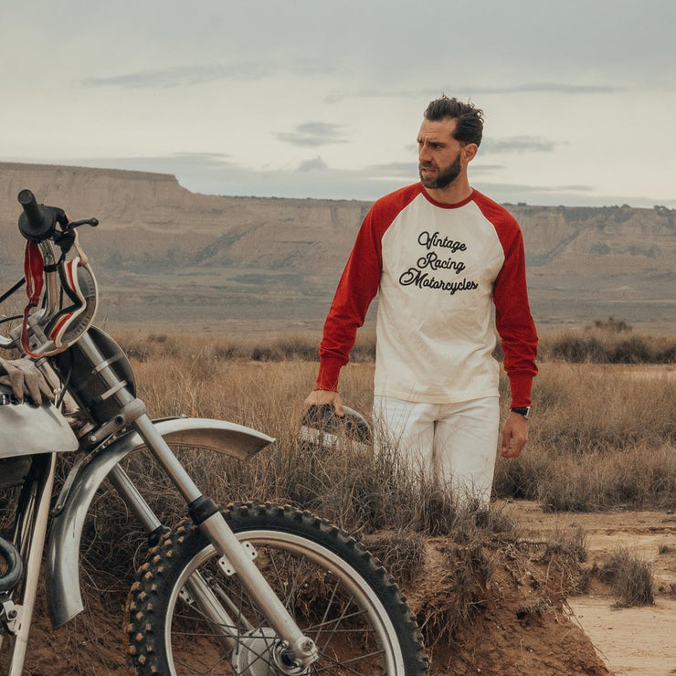 AGE OF GLORY HERITAGE RAGLAN LONG SLEEVE TEE - ECRU / BURGUNDY