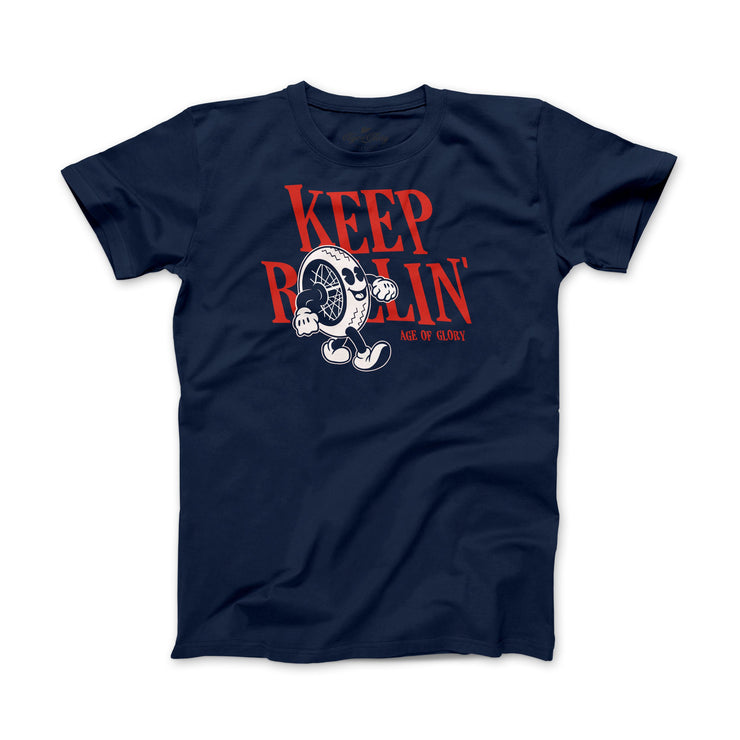 AGE OF GLORY KEEP ROLLIN' T-SHIRT - NAVY