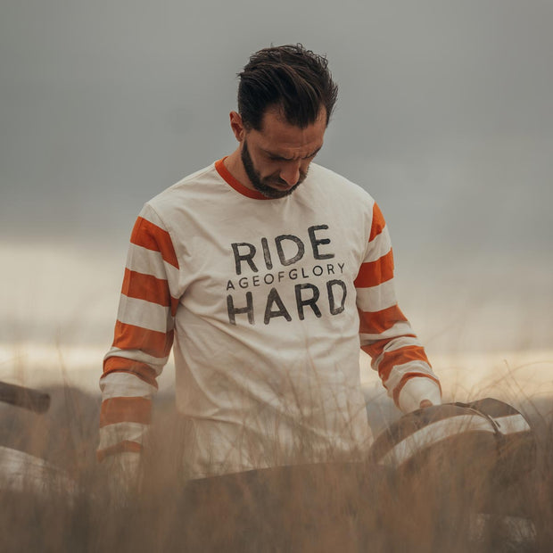 AGE OF GLORY RIDE HARD LONG SLEEVE TEE - ECRU / RUST