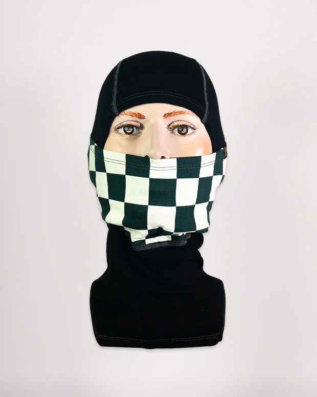 GOLDTOP MERINO WOOL BALACLAVA - GREEN & WHITE CHECKER
