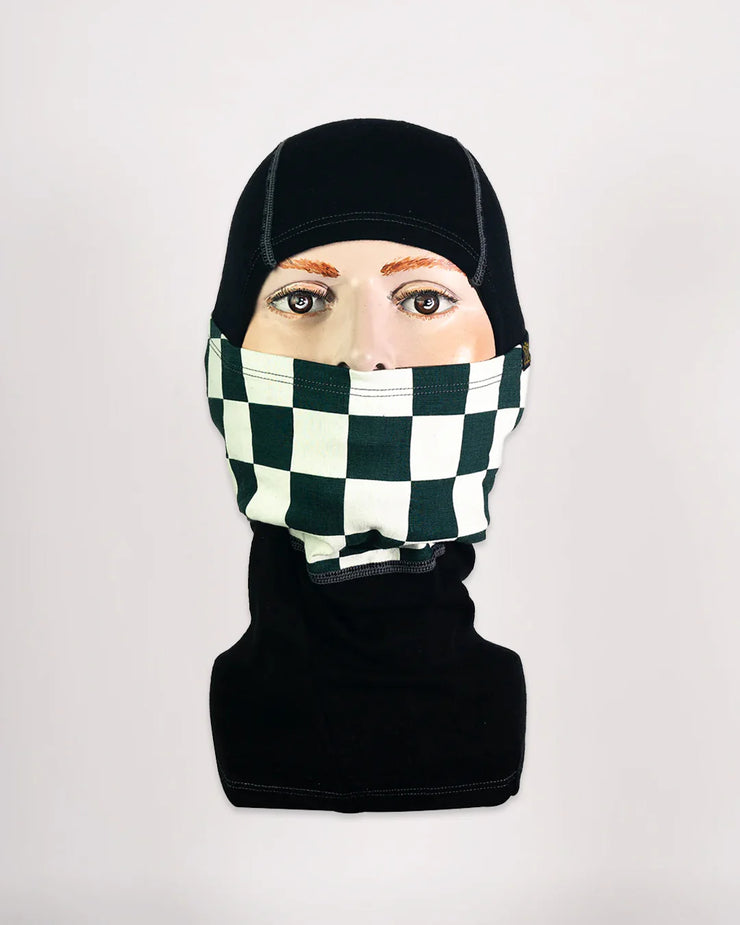 GOLDTOP MERINO WOOL BALACLAVA - GREEN & WHITE CHECKER