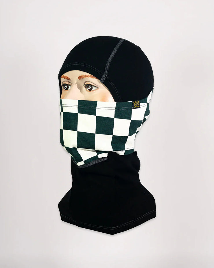 GOLDTOP MERINO WOOL BALACLAVA - GREEN & WHITE CHECKER