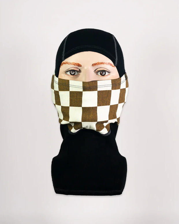 GOLDTOP MERINO WOOL BALACLAVA - GOLD & WHITE CHECKER