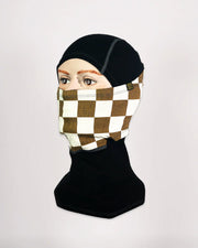 GOLDTOP MERINO WOOL BALACLAVA - GOLD & WHITE CHECKER