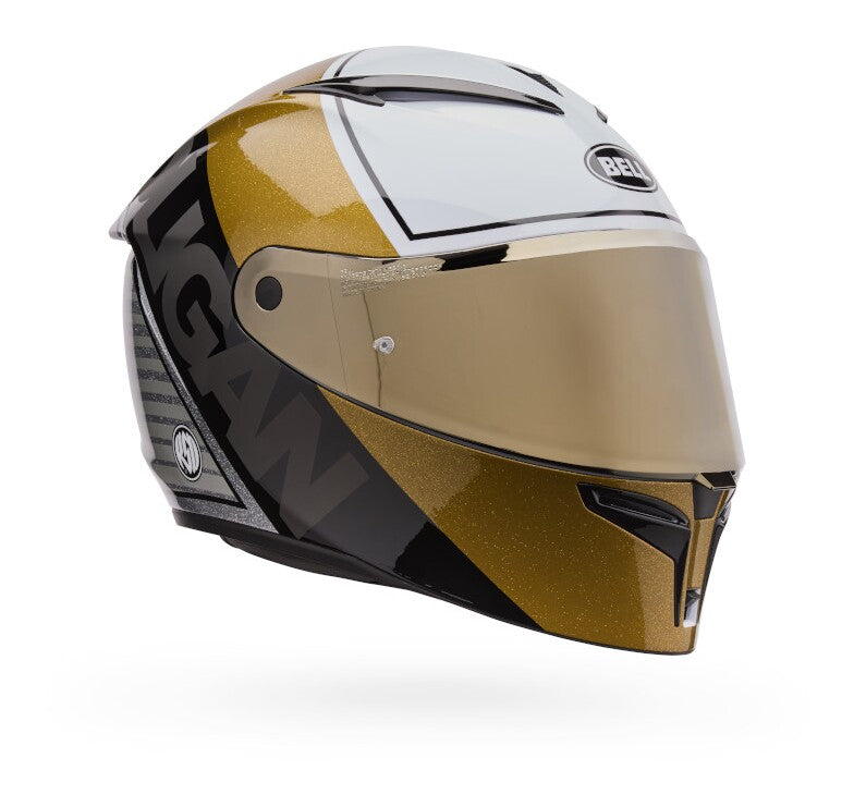 BELL BULLITT GT FLAT SHIELD - GOLD w/ BLACK TAB – Strath Moto