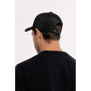 MOTONE BIG CHECK TRUCKER CAP - CURVED PEAK - BLACK & GREY CHECKS - WHITE LOGO