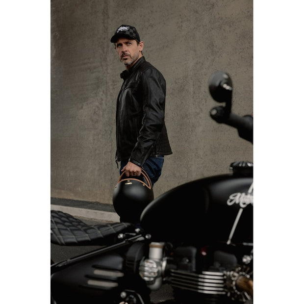 MOTONE BIG CHECK TRUCKER CAP - CURVED PEAK - BLACK & GREY CHECKS - WHITE LOGO