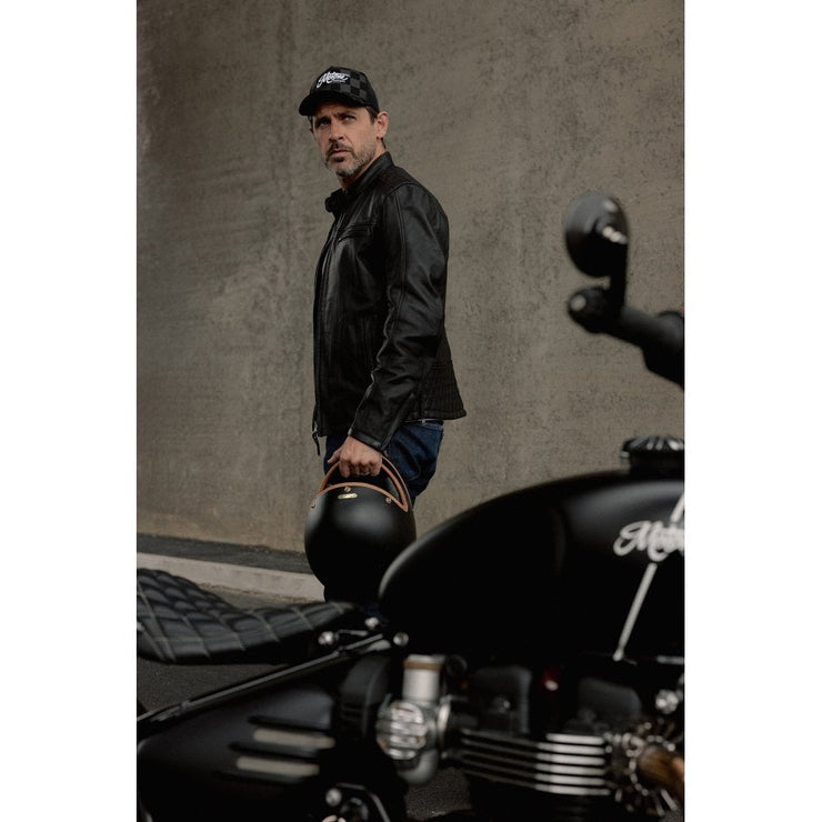 MOTONE BIG CHECK TRUCKER CAP - CURVED PEAK - BLACK & GREY CHECKS - WHITE LOGO