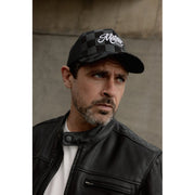MOTONE BIG CHECK TRUCKER CAP - CURVED PEAK - BLACK & GREY CHECKS - WHITE LOGO