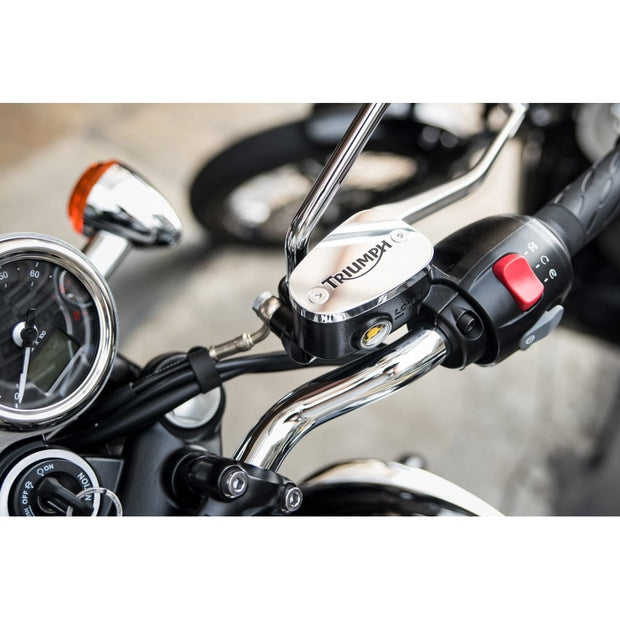 MOTONE BILLET DISC BRAKE OIL RESERVOIR MASTER CYLINDER CAP - MODERN LOGO - POLISHED