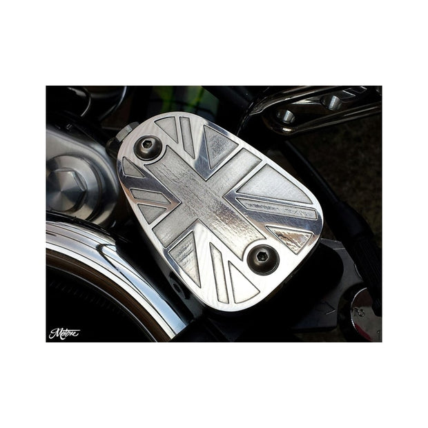 MOTONE BILLET DISC BRAKE OIL RESERVOIR MASTER CYLINDER CAP - UNION JACK - POLISHED
