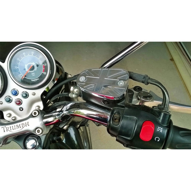 MOTONE BILLET DISC BRAKE OIL RESERVOIR MASTER CYLINDER CAP - UNION JACK - POLISHED