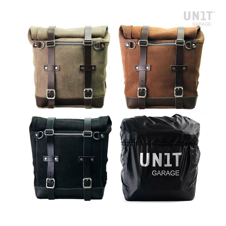 UNIT GARAGE WAXED SUEDE PANNIER (22-30L) + RT SUBFRAME FOR TRIUMPH BOBBER (2017-)