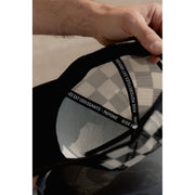 MOTONE BUFFALOW TRUCKER CAP - CURVED PEAK - BLACK 5-PANEL - BUFFALO CHECK REAR MESH