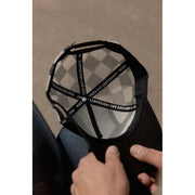 MOTONE BUFFALOW TRUCKER CAP - CURVED PEAK - BLACK 5-PANEL - BUFFALO CHECK REAR MESH
