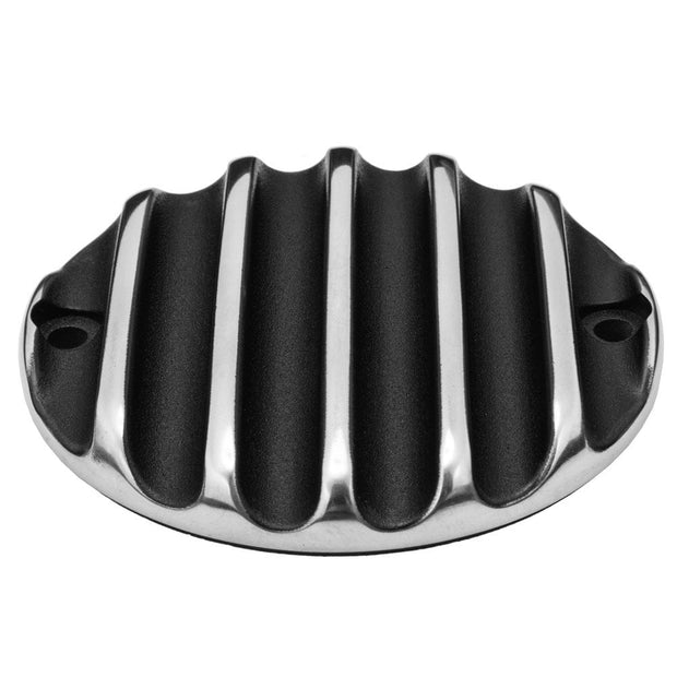 MOTONE CLUTCH (LHS) COVER/BADGE - RIBBED - BLACK/POLISH CONTRAST FINISH