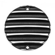 MOTONE CLUTCH (LHS) COVER/BADGE - RIBBED - BLACK/POLISH CONTRAST FINISH