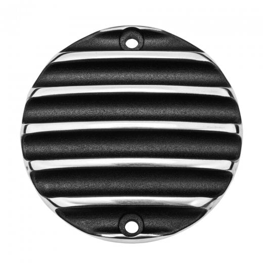 MOTONE CLUTCH (LHS) COVER/BADGE - RIBBED - BLACK/POLISH CONTRAST FINISH