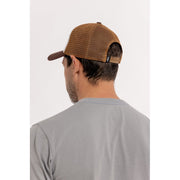 MOTONE CREME BRULEE TRUCKER CAP - CURVED PEAK - WHITE COTTON PANEL/BROWN MESH - BLACK LOGO