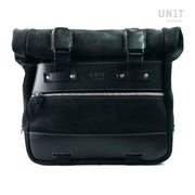 UNIT GARAGE CULT SIDE PANNIER IN WAXED SUEDE W/ ALUMINUM BACK PLATE + STAINLESS STEEL QRS & LOCK + RT SUBFRAME NINET FOR ATLAS PANNIER