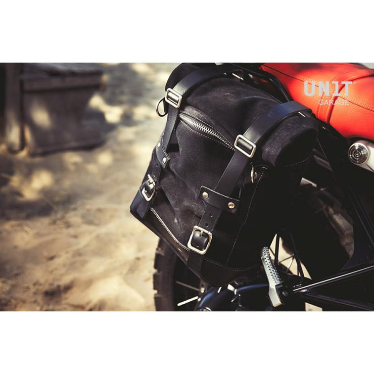 UNIT GARAGE WAXED SUEDE PANNIER (22-30L) + RT SUBFRAME FOR BMW RNINET SCRAMBLER
