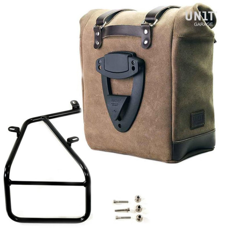 UNIT GARAGE WAXED SUEDE PANNIER (22-30L) + RT SUBFRAME FOR BMW RNINET SCRAMBLER