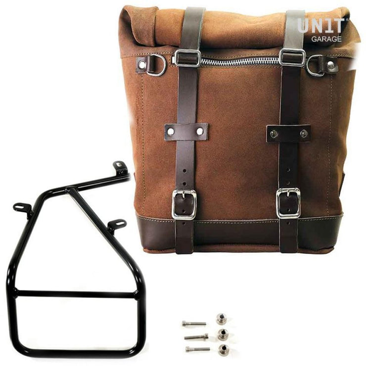 UNIT GARAGE WAXED SUEDE PANNIER (22-30L) + RT SUBFRAME FOR BMW RNINET SCRAMBLER
