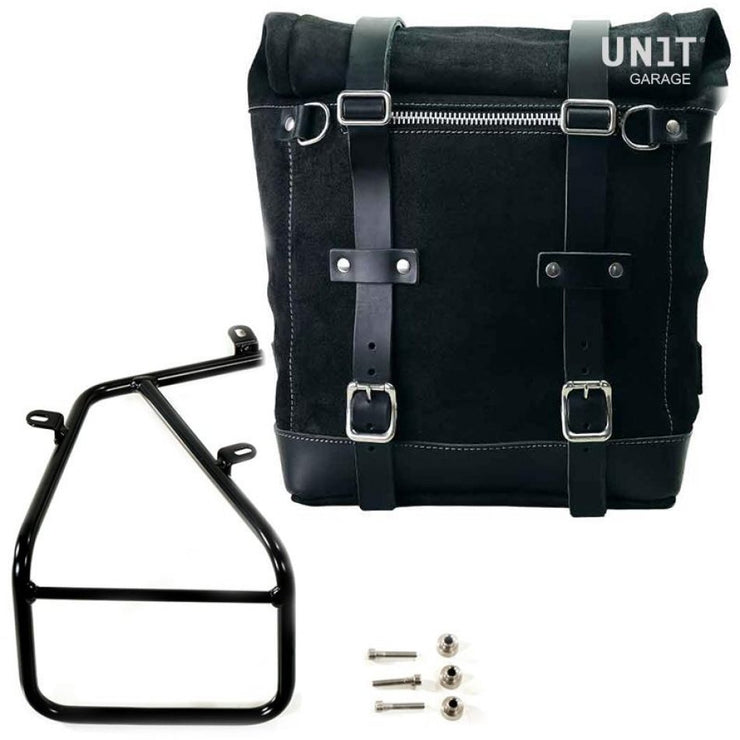 UNIT GARAGE WAXED SUEDE PANNIER (22-30L) + RT SUBFRAME FOR BMW RNINET SCRAMBLER