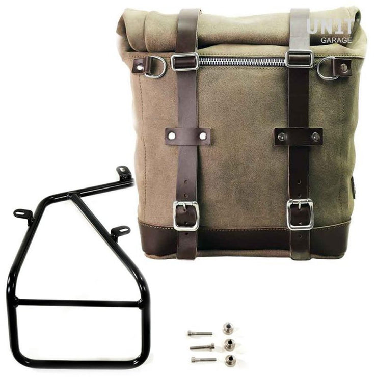 UNIT GARAGE WAXED SUEDE PANNIER (22-30L) + RT SUBFRAME FOR BMW RNINET SCRAMBLER