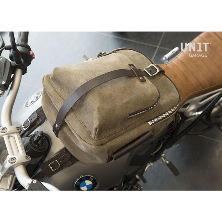 UNIT GARAGE TANK BAG IN SPLIT LEATHER