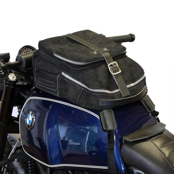 UNIT GARAGE TANK BAG IN SPLIT LEATHER