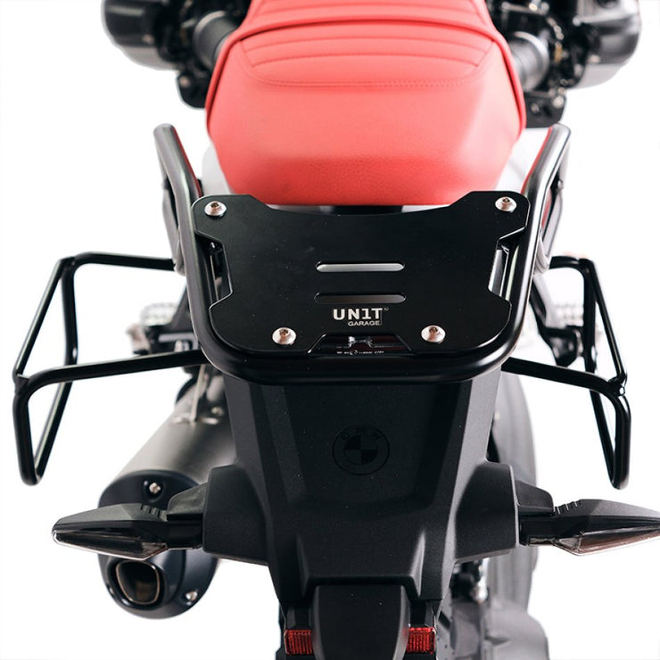 UNIT GARAGE LUGGAGE RACK WITH PASSENGER GRIP W/ BLACK ALUMINIUM PLATE BMW R12 G/S