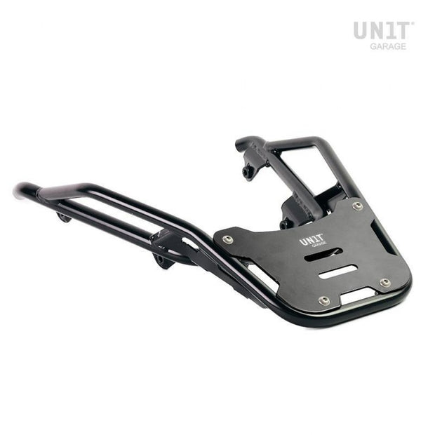 UNIT GARAGE REAR LUGGAGE RACK WITH PASSENGER GRIP BMW R1300GS W/ BLACK ALUMINIUM PLATE - BLACK