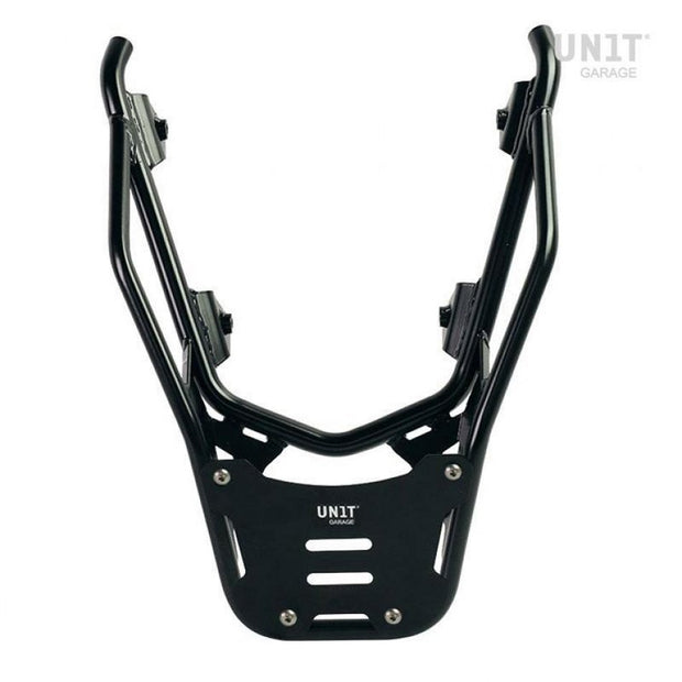 UNIT GARAGE REAR LUGGAGE RACK WITH PASSENGER GRIP BMW R1300GS W/ BLACK ALUMINIUM PLATE - BLACK