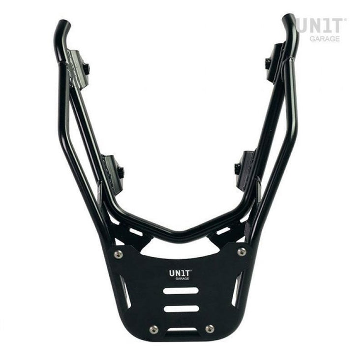 UNIT GARAGE REAR LUGGAGE RACK WITH PASSENGER GRIP BMW R1300GS W/ BLACK ALUMINIUM PLATE - BLACK