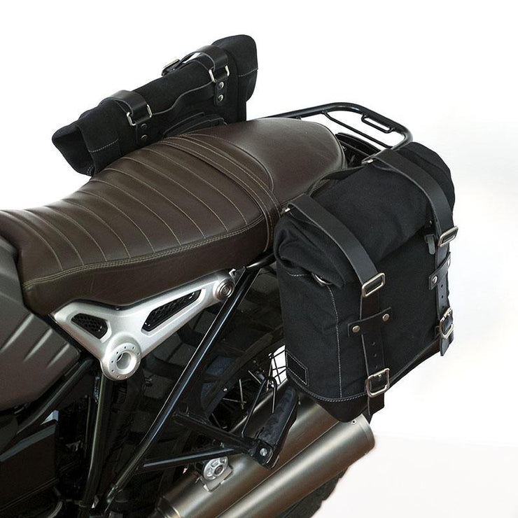 UNIT GARAGE TWO WAXED CANVAS SIDE PANNIERS SCRAM 22L-30L + SYMMETRICAL DOUBLE SUBFRAME NINET