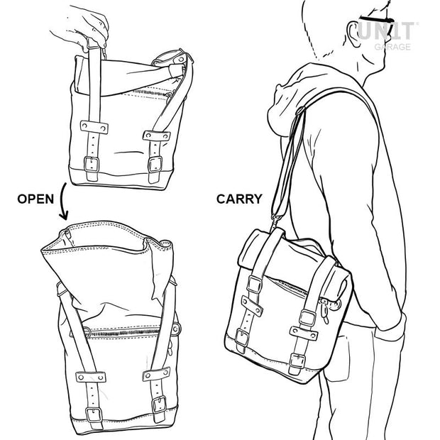 UNIT GARAGE TWO WAXED SUEDE SIDE PANNIERS SCRAM 22L-30L + SYMMETRICAL DOUBLE SUBFRAME NINET