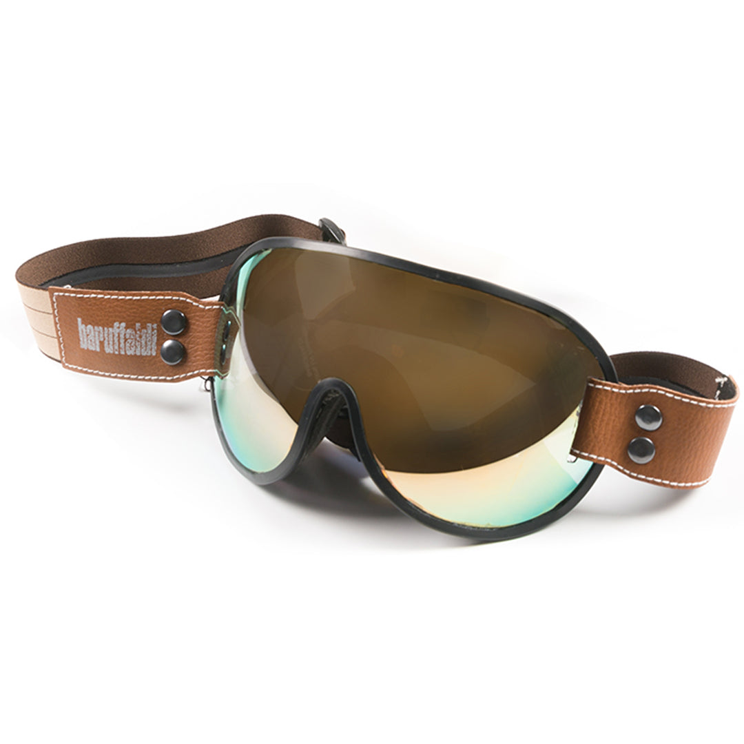 BARUFFALDI ETRURIA CAFE RACER GOGGLES BLUE MIRROR W BEIGE BAND Strath Moto